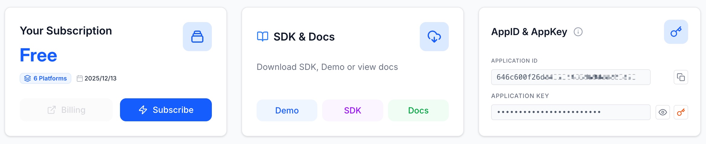 控制台 AppID & AppKey
